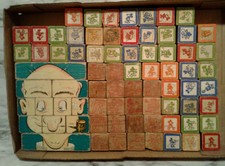 78 Vntg Wood Blocks - 46 DISNEY Mickey Mouse, 19 Fairy Tales & Ole Million Face