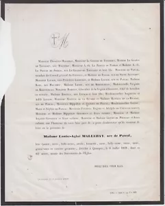 1868 Faire-part décès Mme Théodore MALLEBAY née Louise-Aglaé de PASCAL - Quimper - Imagen 1 de 1