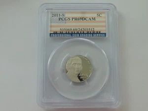 Uncirculated Graded PCGS Deep Cameo PR69 PR69DCAM 5C 5 Cents 2011 S Coin Nickel  - Picture 1 of 2