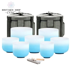 CVNC 432Hz 6-12" 7pcs Aria Gradient Chakra Crystal Singing Bowls Set Sound Heal - Picture 1 of 9