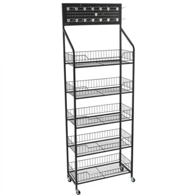 Shop Product Display Shelve Wire Mesh Retail Display Rack Large Capacity 5-Layer