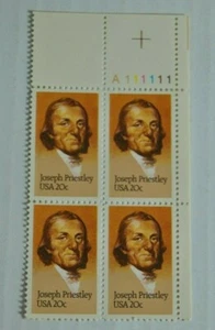JOSEPH PRIESTLY 20c Plate Block of 4 US Plate Blocks Stamps #2038 ~ 1983 - Picture 1 of 5