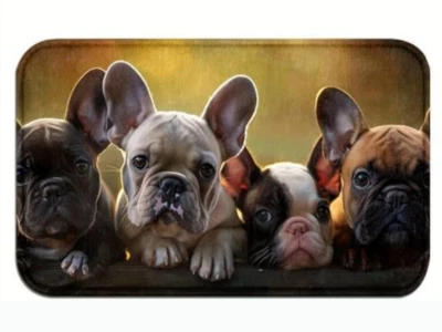 Türmatte Französische Bulldoggen Welpen, 75x45cm waschbar, Hunde, Küchenmatte - Bild 1 von 4