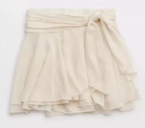 Aerie Skirt Chiffon Wrap Mini Ruffled Ivory NEW WITH TAGS - Picture 1 of 10
