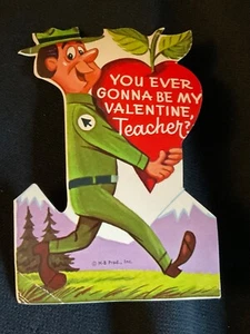 Tarjeta de San Valentín Yogi Bear Park Ranger vintage c. 1960 H.B. Prod - Imagen 1 de 2