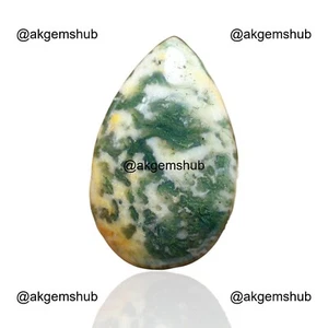 43.00 Cts Natural Moss Agate Gemstone Bracelet Making Pear Cabochon 33x21x7 mm - Picture 1 of 11