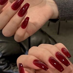 Selbstklebende Kunstnägel Nails - Glühwein Rot -  künstliche Fingernägel 24p