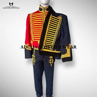 Uniforme de lana de húsar británico chaqueta roja + chaqueta negra + pantalón negro envío rápido Foto 1 de 4