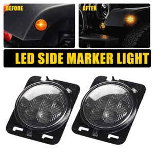 Fit 2007-2018 Jeep Wrangler JK Front Fender LED Side Marker Light SET 55078144 - Picture 1 of 7