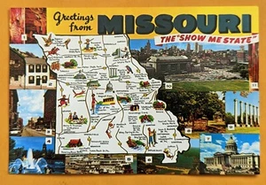 Postcard MO: Missouri -Show Me State, Map - Picture 1 of 2