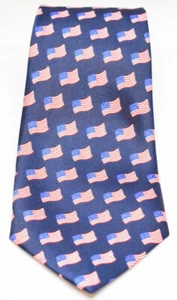 Cravatta Umo Lorenzo 100% poliestere stampa bandiera USA--blu navy/rosso/bianco - Foto 1 di 4