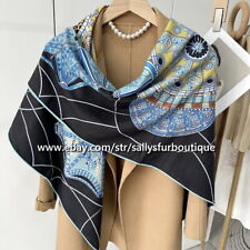 Sally Boutique 70% Cashmere 30% Silk Wrap Scarf Dome Print Double Face Shawl 53"