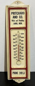 Vintage PRITCHARD AND CO. LAUREL. NEBR. Advertising Thermometer. “V1“ - Picture 1 of 4