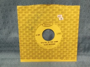 CLIFF RICHARD "IT'S ALL IN THE GAME" EPIC RECORDS 45 Original Sleeve. VG+ - Picture 1 of 7