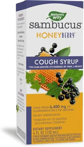 Nature's Way Sambucus Honeyberry Cough Syrup, Black Elderberry & Honey 4 Fl. Oz - Picture 1 of 8