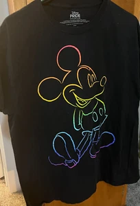 Disney Pride Authentic Mickey Mouse Standing Outline womens Adult T-shirt, Sz L - Picture 1 of 3