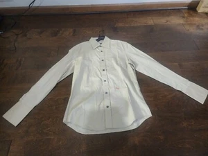 Dsquared2 Men's Button Up Dress Shirt XL Beige Cotton 3 Button Cuff Long Sleeves - Picture 1 of 10
