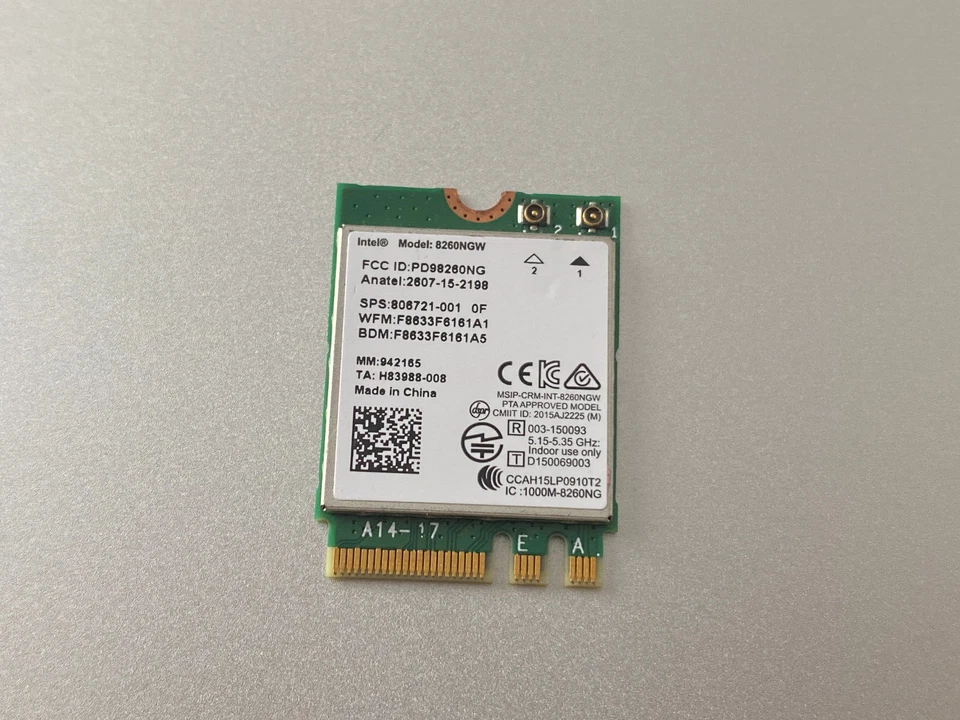 Scheda WiFi Intel Dual Band Wireless 8260NGW SPS 806721-001 - Immagine 1 di 1