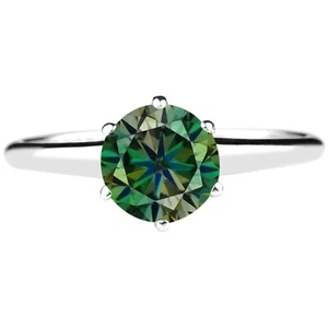 2,81Kt Runden Form 100% Natürlich Grünlich Gelb Diamant Damen Ring Im 585er Gold - Bild 1 von 4