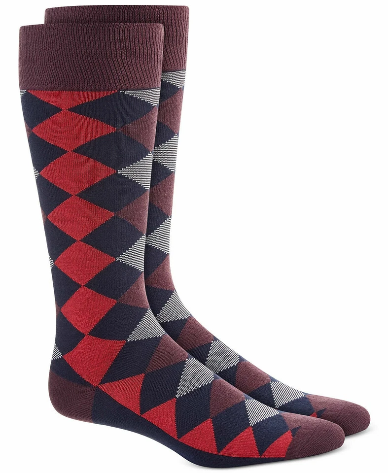 ALFANI Men's Blue Red Diamond Argyle AlfaTech Repreve Dress Socks Size 7-12 - Image 1 of 1