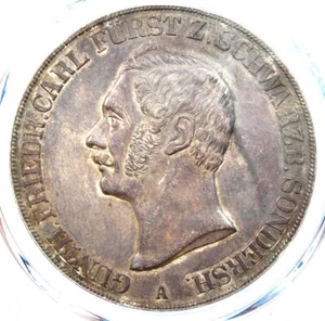 1854-A Germany Schwarzburg-Sondershausen 2 Thalers Coin - PCGS UNC Detail MS - Picture 1 of 4