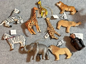 Lot of 10 Safari Animals Hanging Ornaments Christmas World Mkt Pier 1 WWF new - Picture 1 of 6