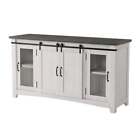 Bowery Hill Solid Wood TV Stand White Stain with Grey Stain Top