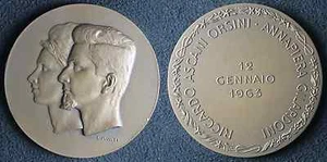 Medaglia - Riccardo Ascani e Annapiera Gilardoni - Ae g. 51.5 mm. 50 - Picture 1 of 1