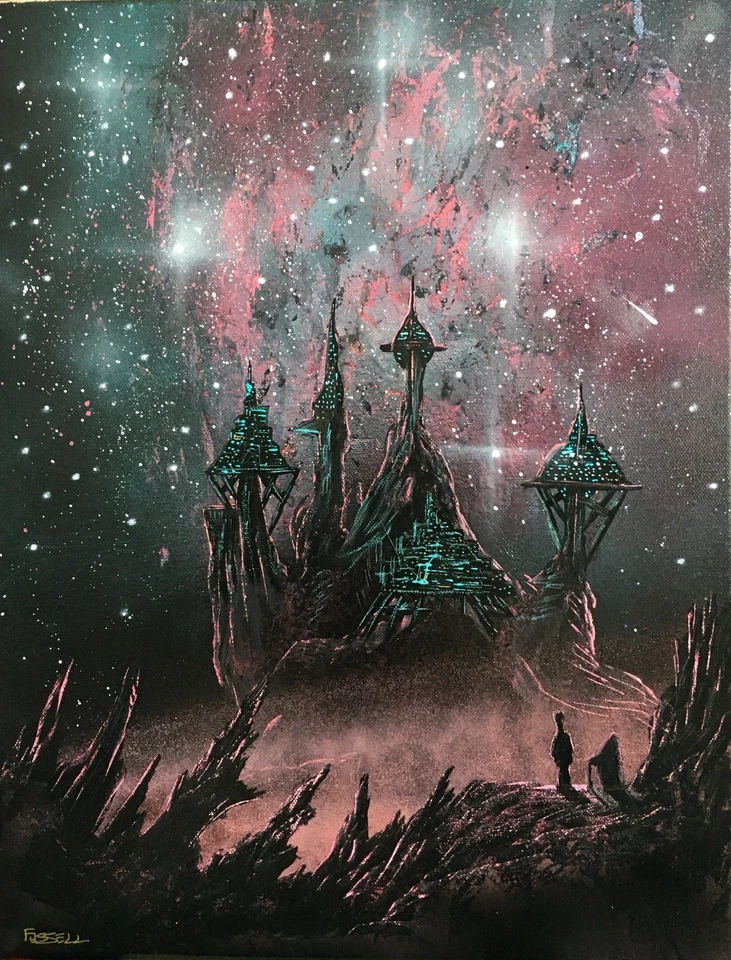 Obra de Arte Original Markus Fussell - "Suburbios Galácticos" - Lienzo 14"X 18" FuSSArt Foto 1 de 1