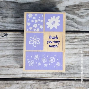 Hero Arts Thank You Very Much Floral Shadow Print Wood Mount Rubber Stamp H2334 - Picture 1 of 5