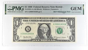 1999 $1 Boston MA FRN Fr#1924-A BEP Millennium Note PMG Fancy Serial *8103 - Picture 1 of 3