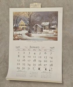 The Travelers 1956 Calendario di Currier & Ives Stampe Clarksburg WV Assicurazione Agt - Foto 1 di 20