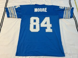 Vtg Reebok HERMAN MOORE #84 Detroit Lions Jersey Mens Large L Blue - Picture 1 of 11