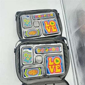 Lot of 2 Planet Box Steel Metal Lunch Box with Purple Soft Cover-See Description - Picture 1 of 5