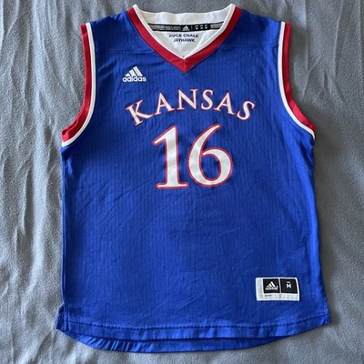 Camiseta Adidas Kansas Jayhawks niños talla mediana 10-12 azul carmesí 2016 #16 Foto 1 de 4