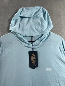 AFTCO Samurai Sun Protection Hoodie Shirt Men 2XL Clearwater Heather UPF 50 NWT - Picture 1 of 9