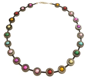 Halskette Kette schwarzer Hämatit Rahmen zauberhaft schimmernd Perle bunt  353s - Bild 1 von 12