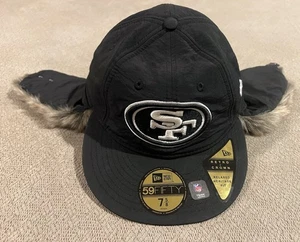 New Era 59fifty Winter Dog Ear Fur Lined Cap Hat Size 7 5/8 - Picture 1 of 12