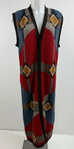 Peruvian Connection Tribal Southwest 100% Alpaca Wool Long Vest Sweater SZ XL - Picture 1 of 4