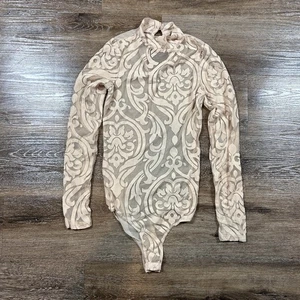 Y2K A3 Design Body Damen L Beige Langarm Fee Blumen Designer Cochella - Bild 1 von 9