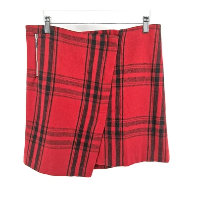 Falda corta británica caqui roja a cuadros para mujer talla 8 imitación envoltura oscuro academia twee Foto 1 de 4