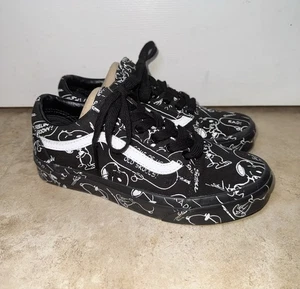 Vans Peanuts x Old Skool ‘Snoopy’ In Women’s SIZE 7 Black White 500714 EUC - Picture 1 of 12