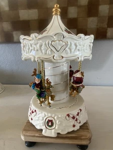 Elements Weihnachtsmann und Elfe musikalisches Feiertagskarussell #99118840JC Jade Porzellan Vintage - Bild 1 von 11
