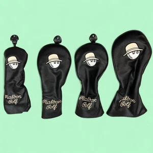Malbon 4pcs Black Golf Club Headcover Driver Fairway UT Leather Durable New5 - Picture 1 of 9