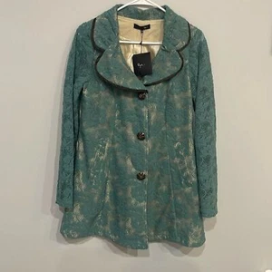 Anthropologie Ryu Lace Overlay Teal Jacket Women's Small New With Tags NWT - Picture 1 of 12