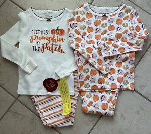 Girl Fall Pumpkin 4 Piece Lot Pajamas By Chick Pea 4T. Prettiest Pumpkin. NWT - Picture 1 of 6