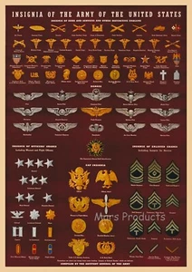 Poster Insignia dell'Esercito degli Stati Uniti 1943 stile vintage seconda guerra mondiale 18x24 - Foto 1 di 2