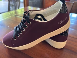 womens FLY LONDON Nubuck Leather Lace Up Sneakers Maco Bordeaux Sz 39 EUC - Picture 1 of 11