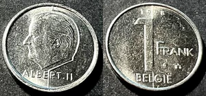 Belgium 1998 1 Franc - Albert II Dutch KM-188 Nickel plated iron aUNC #87 - Picture 1 of 1