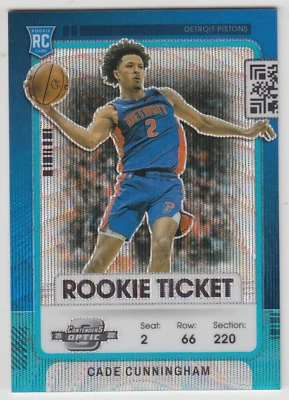 2021-22 Contenders Optic Cade Cunningham #25 Rookie Tickets Blue Wave Prizm /45 - Image 1 of 4